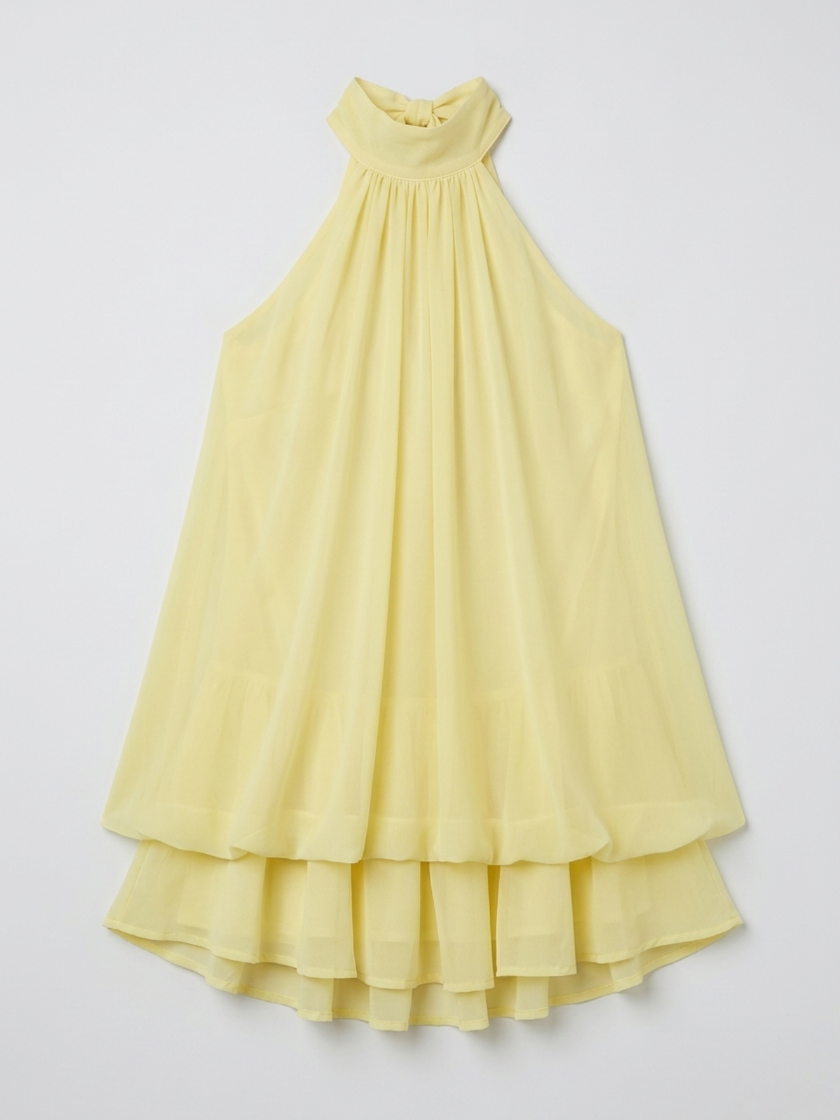 Women's Chiffon A-Line Mini Dress with Halterneck and Tiered Hem - Maisie London