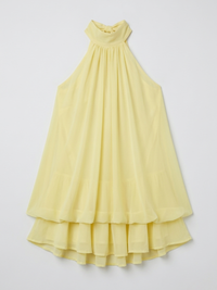 Women's Chiffon A-Line Mini Dress with Halterneck and Tiered Hem - Maisie London