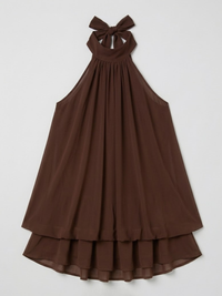 Women's Chiffon A-Line Mini Dress with Halterneck and Tiered Hem - Maisie London
