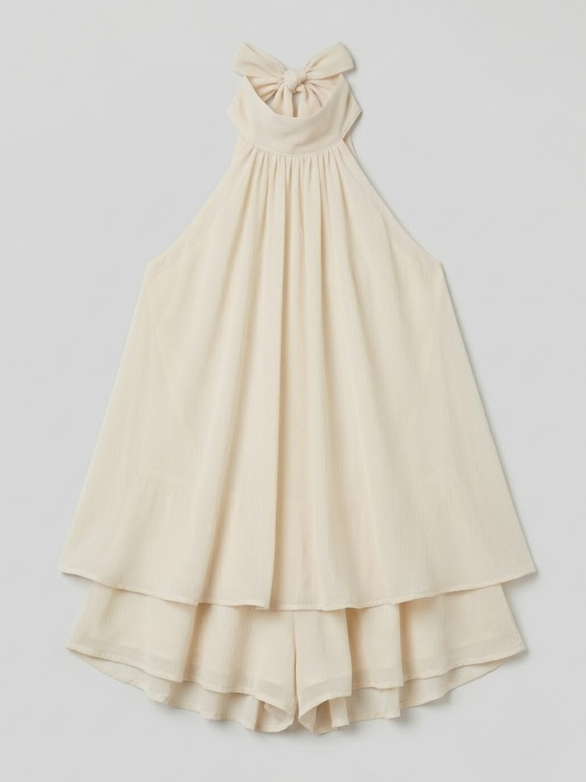 Women's Chiffon A-Line Mini Dress with Halterneck and Tiered Hem - Maisie London