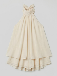 Women's Chiffon A-Line Mini Dress with Halterneck and Tiered Hem - Maisie London