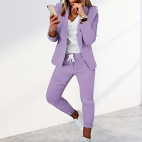 Women's Relaxed Blazer and Tapered Trouser Co-ord Set with Drawstring - Maisie London
