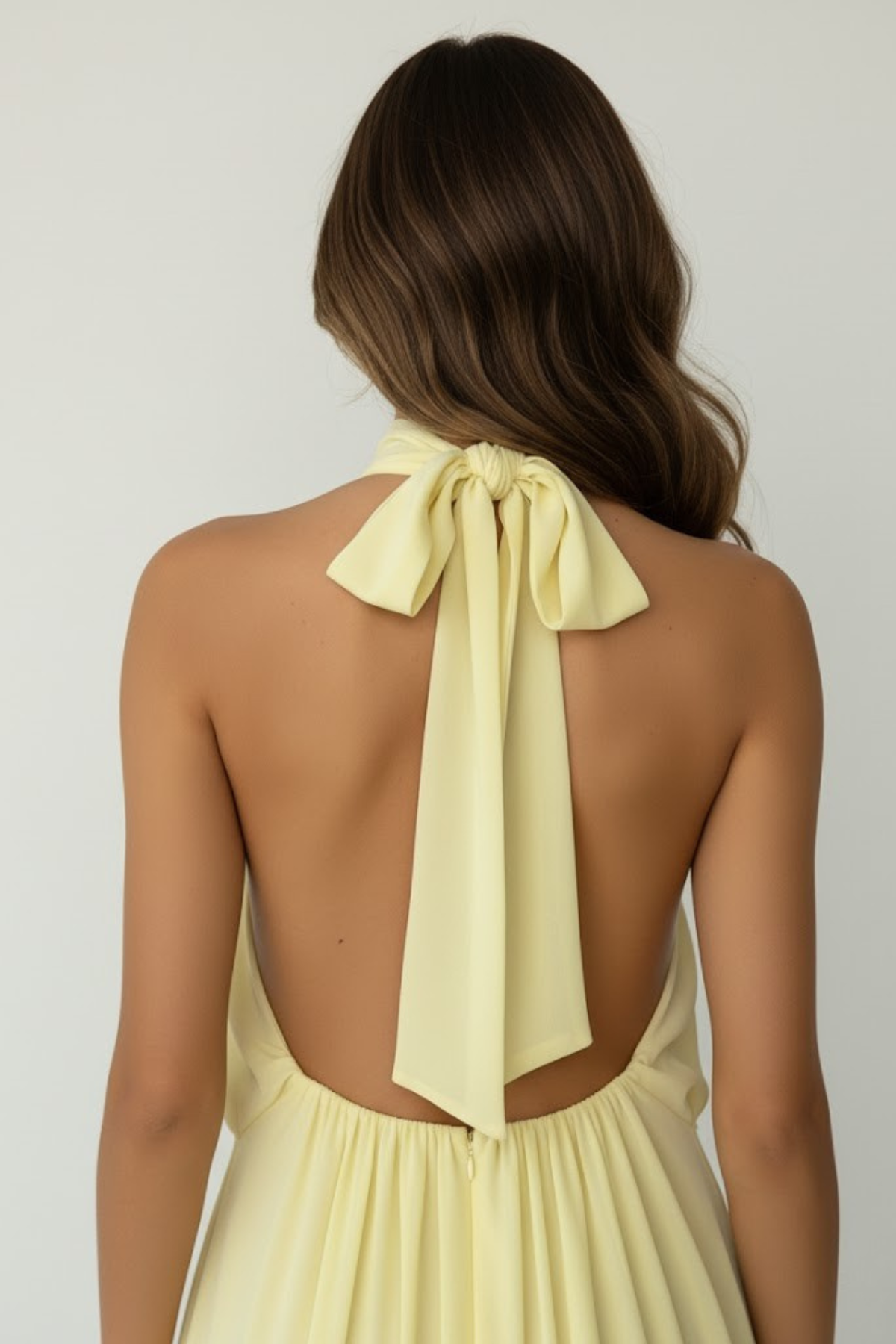 Women's Chiffon A-Line Mini Dress with Halterneck and Tiered Hem - Maisie London