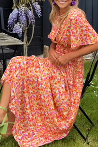 Women's Floral Wrap Maxi Dress with V-Neck and Flutter Sleeves - Maisie London