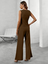 Women's Sleeveless Waistcoat and Wide-Leg Trouser Co-ord Set - Maisie London