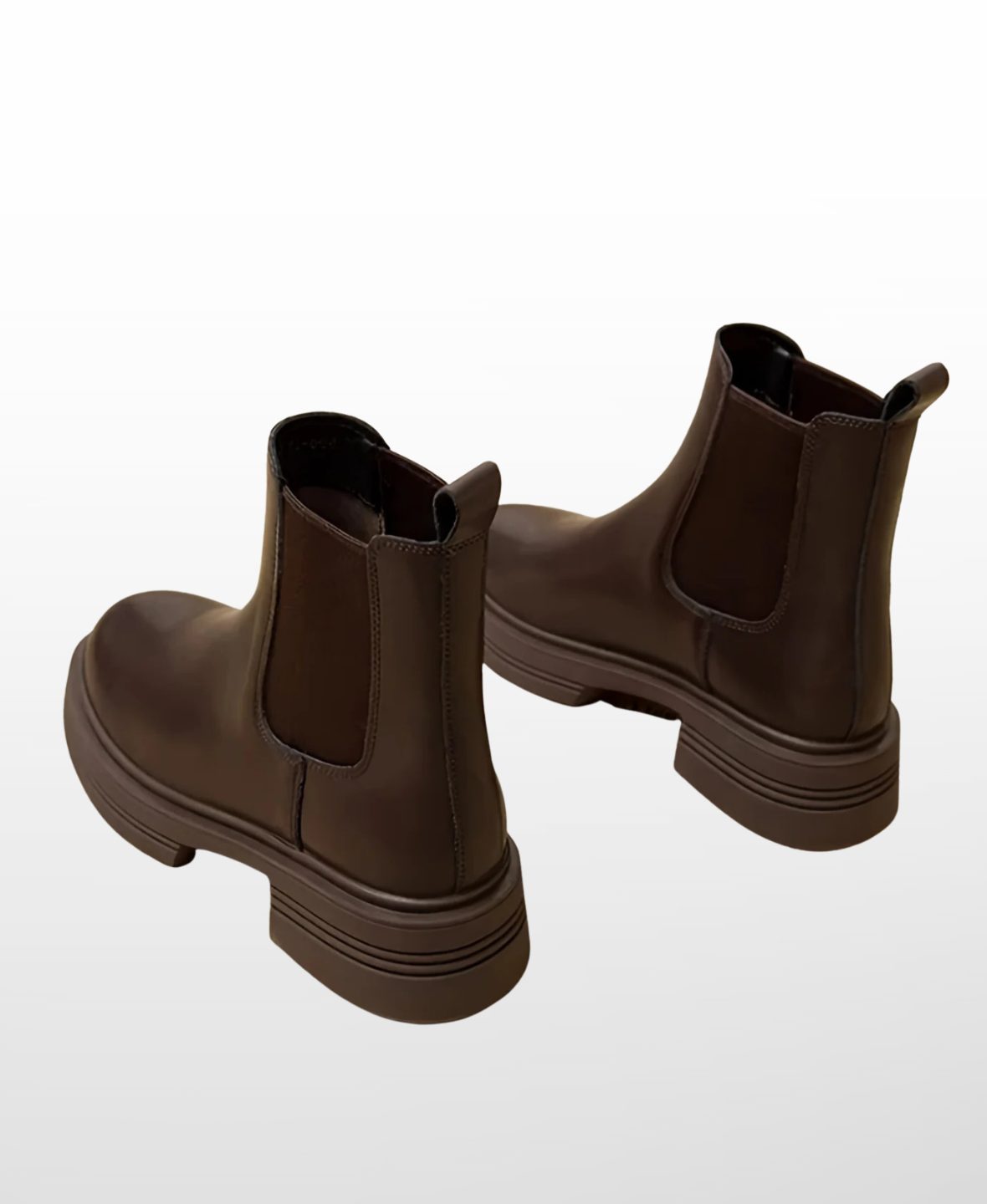 Women's Coffee Faux Leather Chelsea Ankle Boots with Block Heel - Maisie London