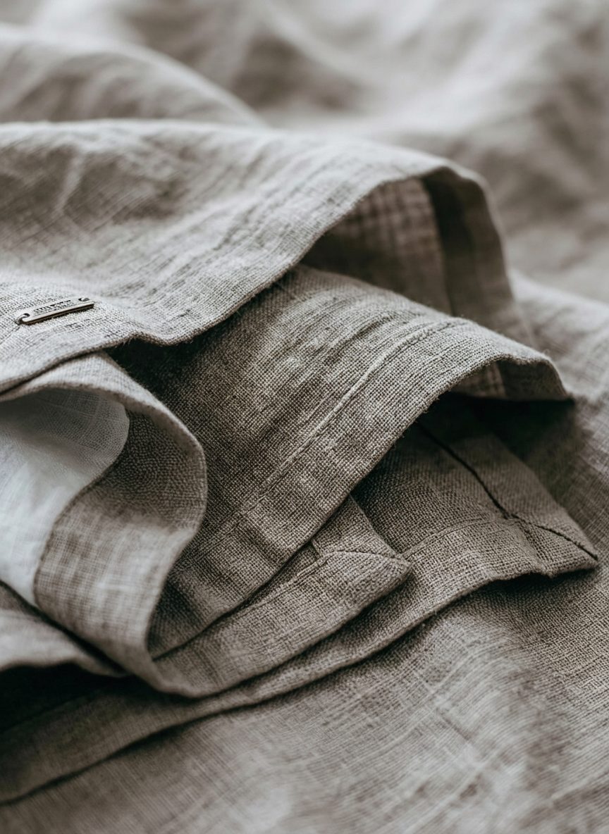 Women's Linen-Look Relaxed V-Neck Top with Long Sleeves and Placket - Maisie London