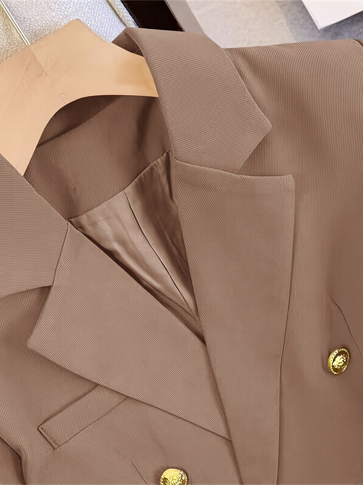 Women's Tailored Double-Breasted Blazer with Gold-Tone Buttons - Maisie London