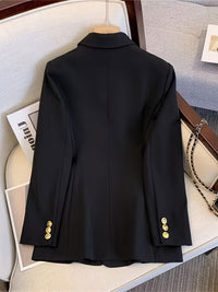 Women's Tailored Double-Breasted Blazer with Gold-Tone Buttons - Maisie London
