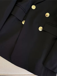 Women's Tailored Double-Breasted Blazer with Gold-Tone Buttons - Maisie London