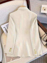 Women's Tailored Double-Breasted Blazer with Gold-Tone Buttons - Maisie London
