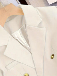 Women's Tailored Double-Breasted Blazer with Gold-Tone Buttons - Maisie London