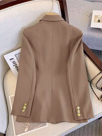 Women's Tailored Double-Breasted Blazer with Gold-Tone Buttons - Maisie London