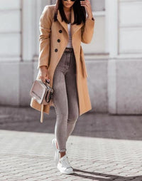 Women's Wool-Look Longline Double-Breasted Coat with Tie Belt - Maisie London
