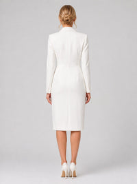 Women's Double-Breasted Midi Blazer Dress with Peak Lapels - Maisie London