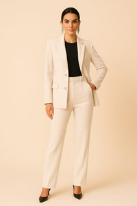 Women's Tailored Blazer and Straight-Leg Trouser Suit Set - Maisie London