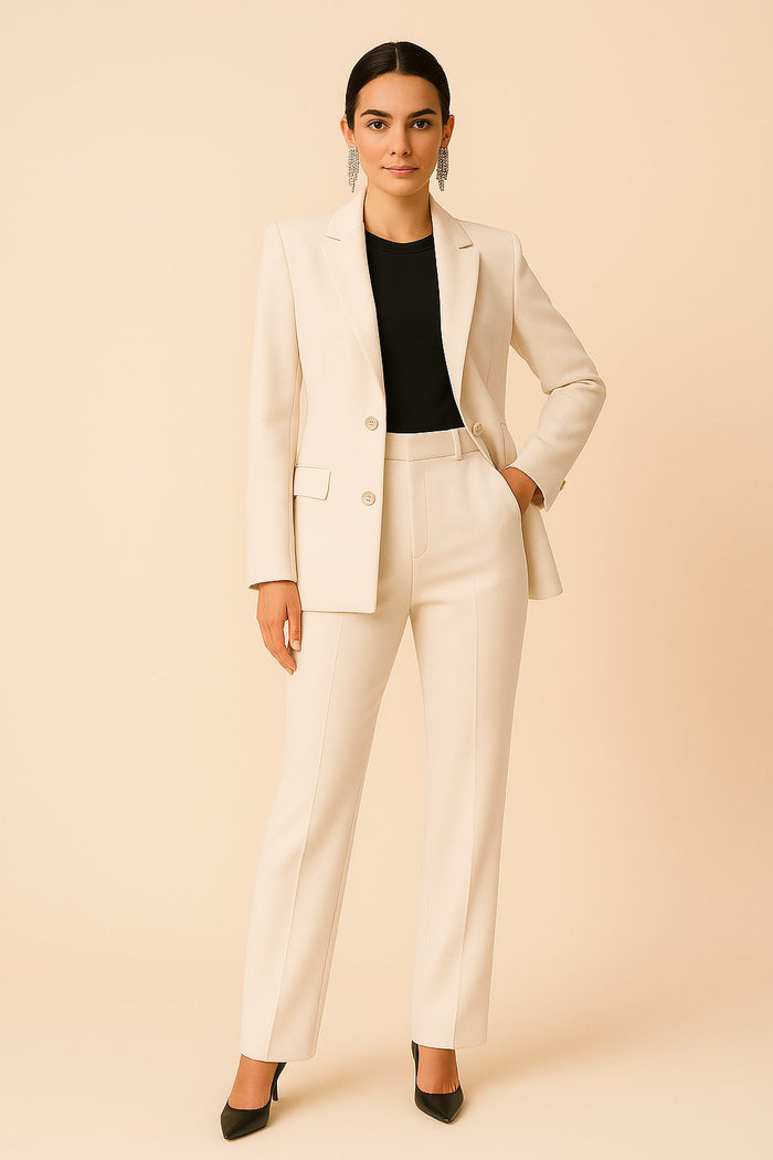 Women's Tailored Blazer and Straight-Leg Trouser Suit Set - Maisie London