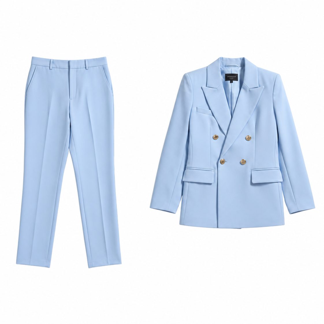 Women's Double-Breasted Blazer and Trouser Co-ord Set with Peak Lapels - Maisie London