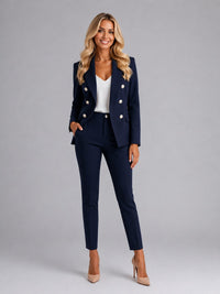Women's Tailored Double-Breasted Blazer and Trouser Suit Set - Maisie London