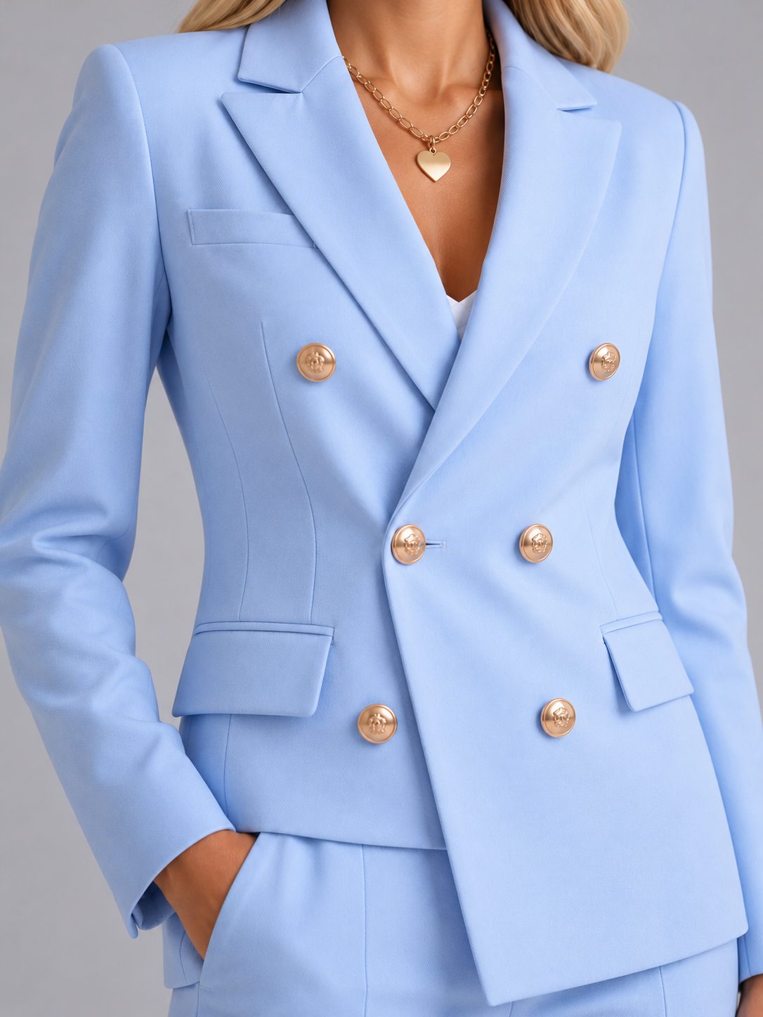 Women's Tailored Double-Breasted Blazer and Trouser Suit Set - Maisie London