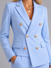 Women's Tailored Double-Breasted Blazer and Trouser Suit Set - Maisie London