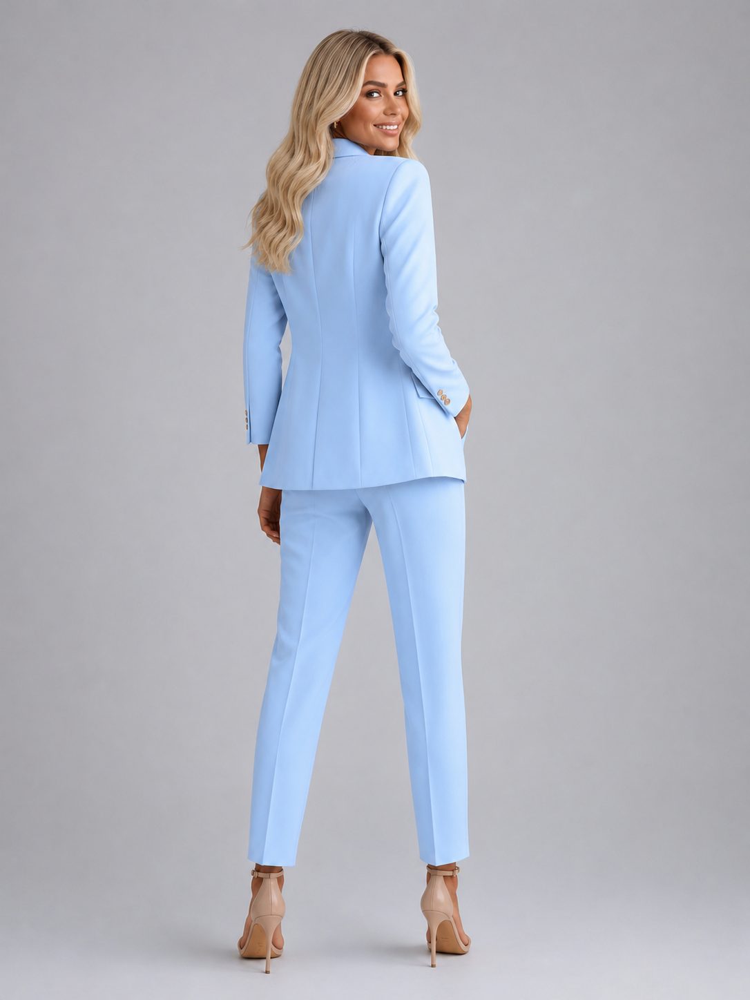 Women's Tailored Double-Breasted Blazer and Trouser Suit Set - Maisie London
