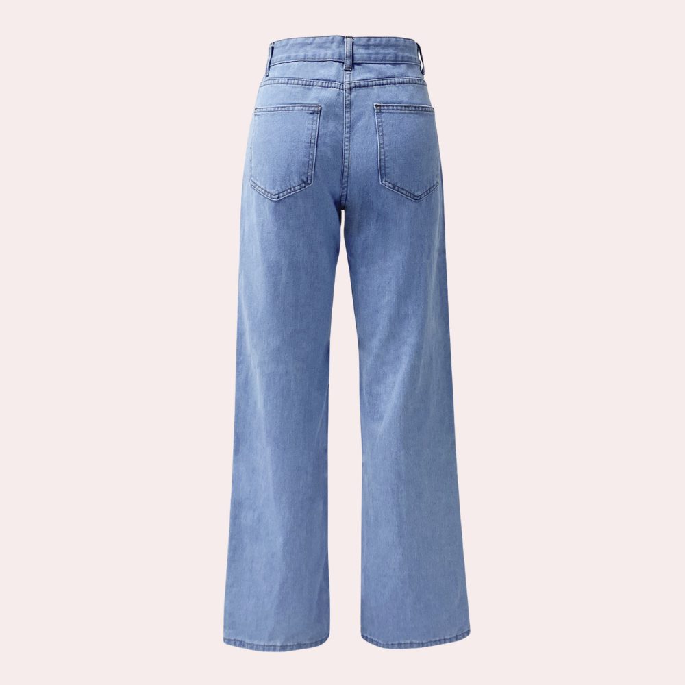 Women's High-Waisted Straight-Leg Jeans with Five-Pocket Styling - Maisie London