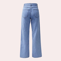 Women's High-Waisted Straight-Leg Jeans with Five-Pocket Styling - Maisie London
