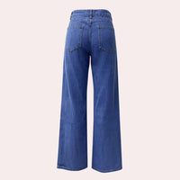 Women's High-Waisted Straight-Leg Jeans with Five-Pocket Styling - Maisie London