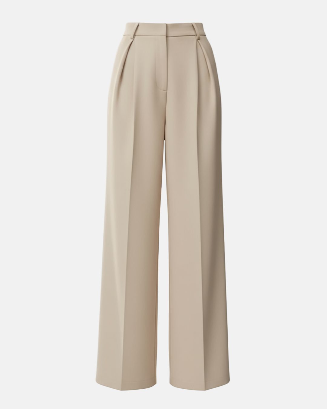 Women's High-Waisted Wide-Leg Tailored Trousers with Front Pleats - Maisie London