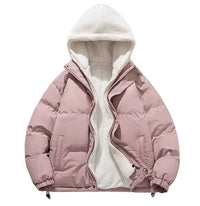 Women's Quilted Sherpa-Lined Hooded Puffer Jacket with Drawcord Hem - Maisie London