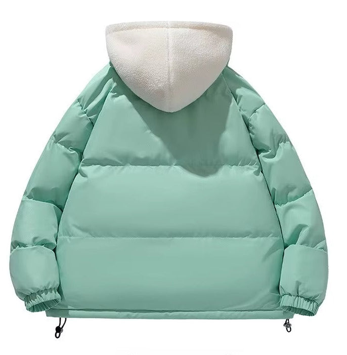 Women's Quilted Sherpa-Lined Hooded Puffer Jacket with Drawcord Hem - Maisie London