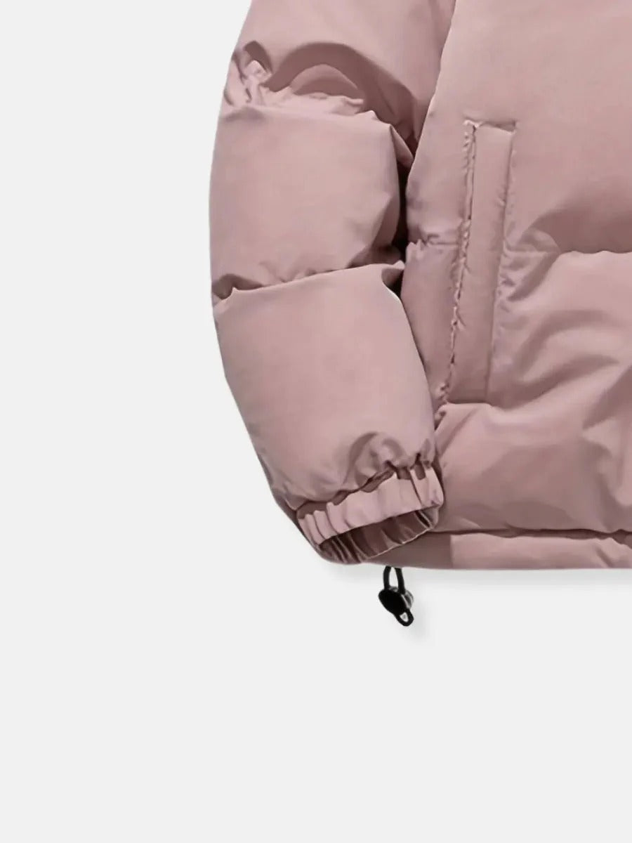 Women's Quilted Sherpa-Lined Hooded Puffer Jacket with Drawcord Hem - Maisie London