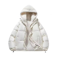Women's Quilted Sherpa-Lined Hooded Puffer Jacket with Drawcord Hem - Maisie London