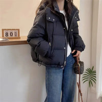 Women's Quilted Oversized Hooded Puffer Jacket with High Collar - Maisie London