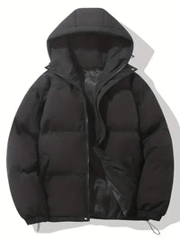 Women's Quilted Hooded Puffer Jacket with Zip Front and Drawcord Hem - Maisie London