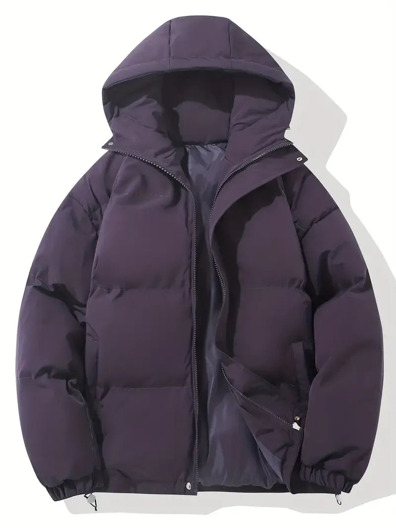 Women's Quilted Hooded Puffer Jacket with Zip Front and Drawcord Hem - Maisie London