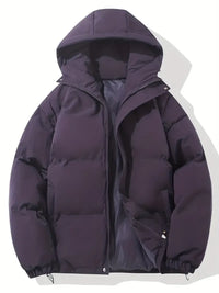 Women's Quilted Hooded Puffer Jacket with Zip Front and Drawcord Hem - Maisie London
