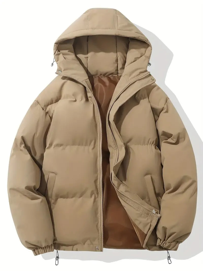 Women's Quilted Hooded Puffer Jacket with Zip Front and Drawcord Hem - Maisie London