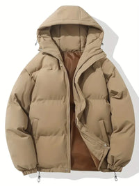 Women's Quilted Hooded Puffer Jacket with Zip Front and Drawcord Hem - Maisie London