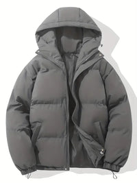 Women's Quilted Hooded Puffer Jacket with Zip Front and Drawcord Hem - Maisie London