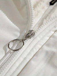 Women's Quilted Sherpa-Lined Hooded Puffer Jacket with Drawcord Hem - Maisie London