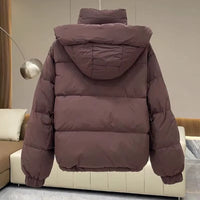 Women's Quilted Oversized Hooded Puffer Jacket with High Collar - Maisie London