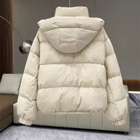 Women's Quilted Oversized Hooded Puffer Jacket with High Collar - Maisie London