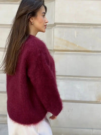 Women's Fluffy Knit Oversized Jumper with Crew Neck - Maisie London