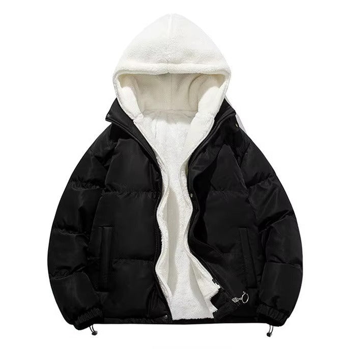 Women's Quilted Sherpa-Lined Hooded Puffer Jacket with Drawcord Hem - Maisie London