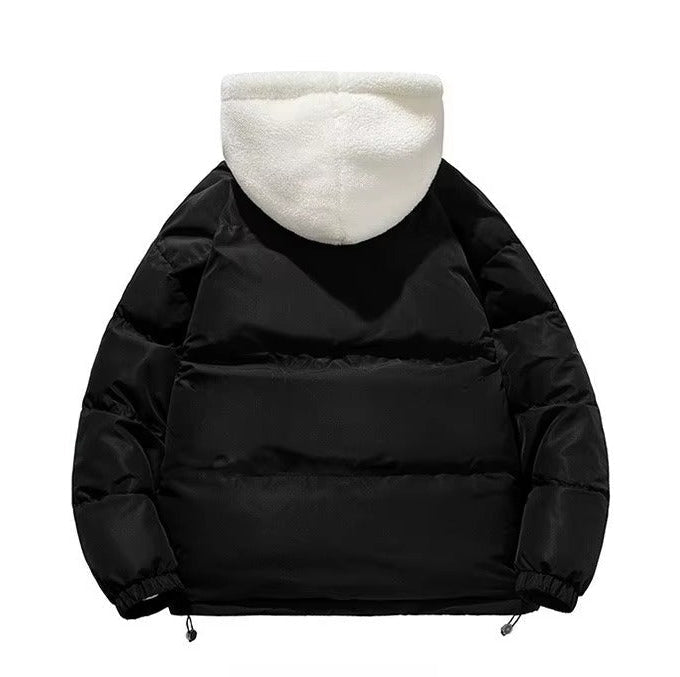Women's Quilted Sherpa-Lined Hooded Puffer Jacket with Drawcord Hem - Maisie London