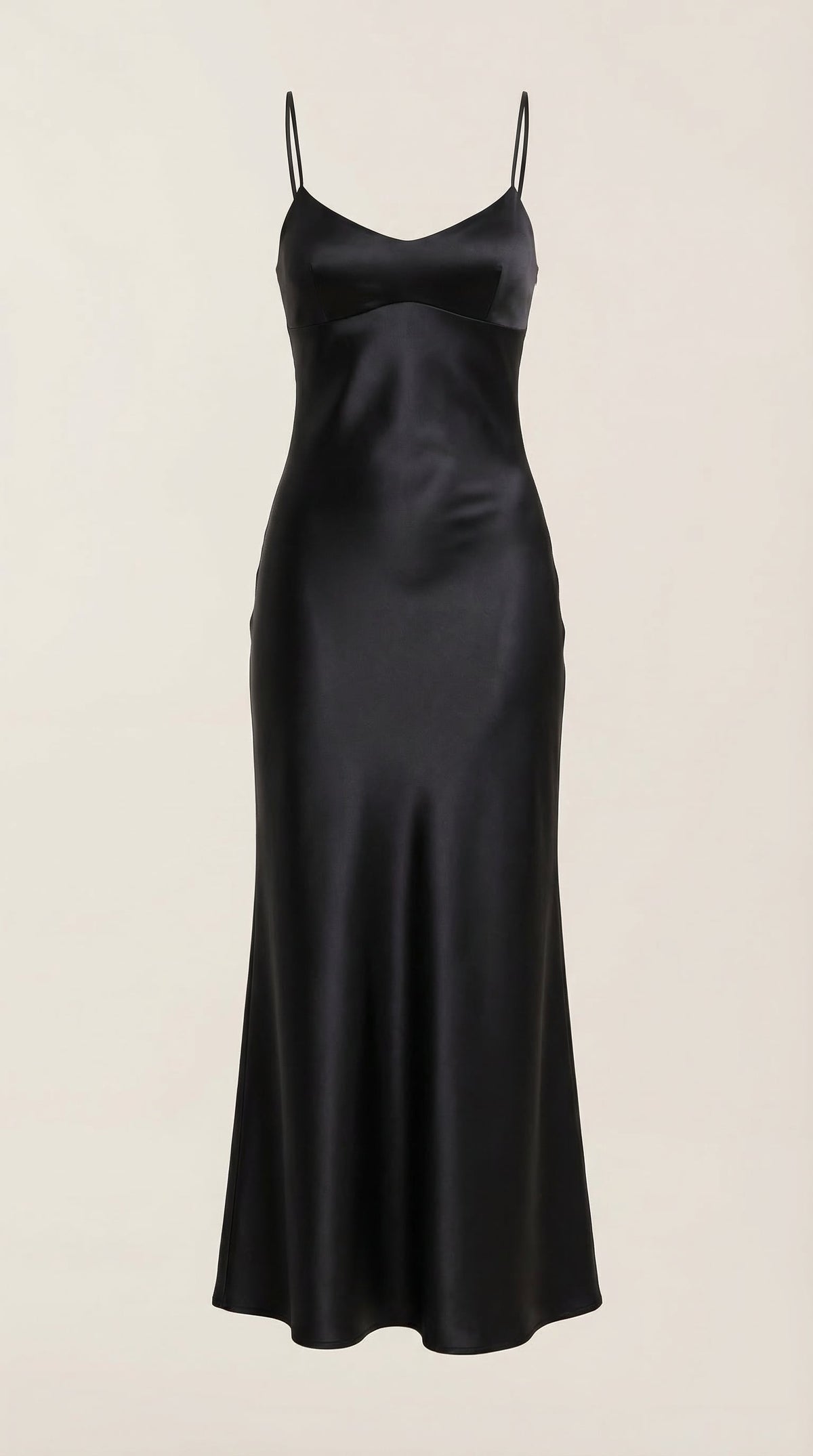 Women's Satin Slip Maxi Dress with V-Neck and Strappy Tie Back - Maisie London
