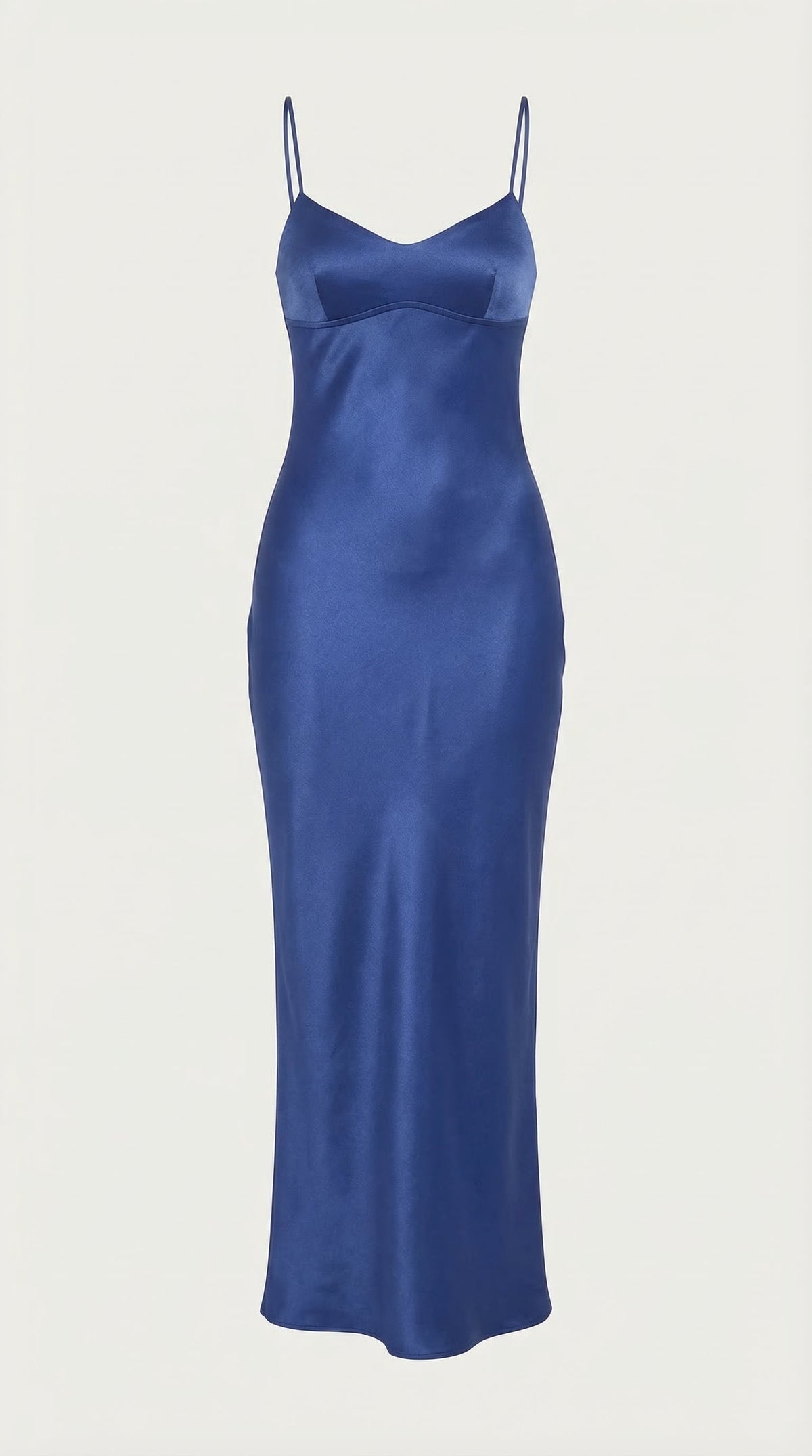 Women's Satin Slip Maxi Dress with V-Neck and Strappy Tie Back - Maisie London