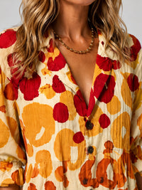 Women's Printed Maxi Shirt Dress with V-Neck and Frill Cuffs - Maisie London